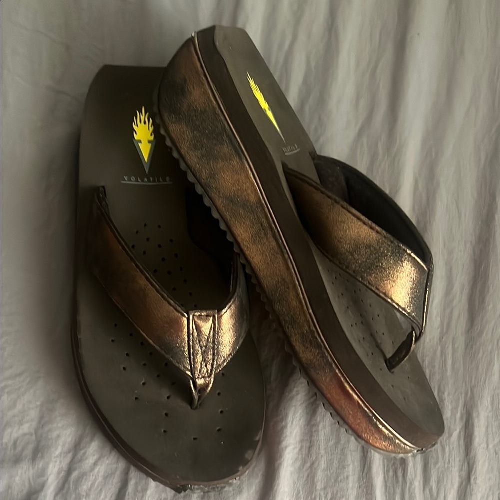 Volatile Women's Metallic Bronze Wedges